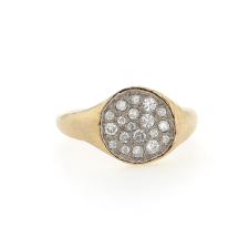 White Diamond Cluster Signet Pinky Ring