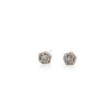 Tiny Grey Diamond White Diamond Post Stud Earrings Image