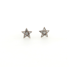 Small White Gold Diamond Star Post Stud Earrings Image