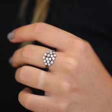 White Diamond Cluster 18k White Gold Ring