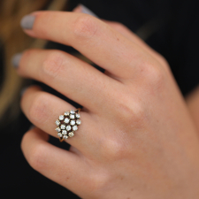 Gold Champagne Diamond Cluster Ring