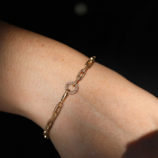 Yellow Gold Link Bracelet with Brown Diamond Accents Image