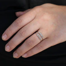 White Gold Double Row White Diamond Ring Image