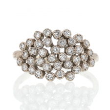 White Diamond Large Cluster 14k White Gold Ring