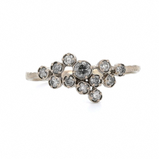 Gray Diamond Cluster White Gold Ring