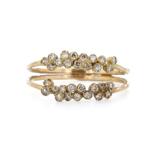 Yellow Gold Double Row Brown Diamond Ring