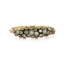 Rounded Diamond Cluster Yellow Gold Ring