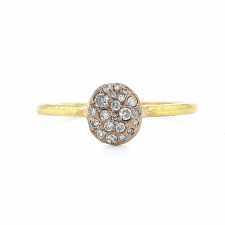 14k Gold Two Toned Diamond Button Ring