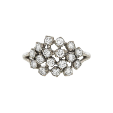 White Diamond Cluster 18k White Gold Ring