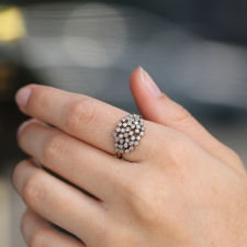 White Diamond Large Cluster 14k White Gold Ring