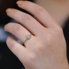 14k Gold Two Toned Diamond Button Ring Image