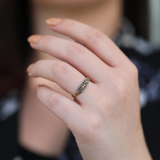 Rounded Diamond Cluster Yellow Gold Ring