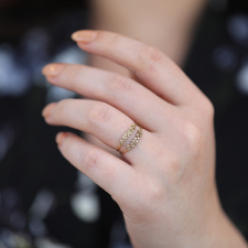 Yellow Gold Double Row Brown Diamond Ring