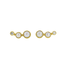 Akoya Pearl Diamond Climber Earrings