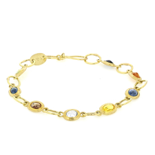 Multicolored Sapphire Gold Link Bracelet