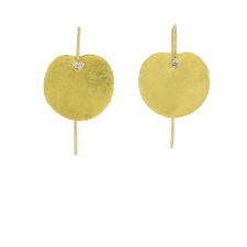 Flat 18k/22k Gold Petal and Diamond Hanging Earrings