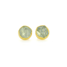 Aquamarine Crystal Gold Post Earrings