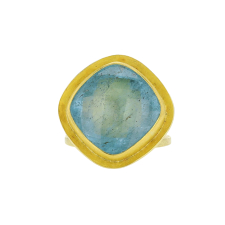 Aquamarine Split Gold Ring Image