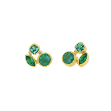 Faceted Emerald Cluster Post Stud Earrings