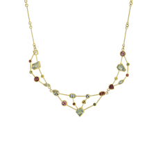 Tourmaline Sapphire Aquamarine Mosaic Necklace