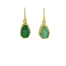 Rough Emerald Gold Drop Earrings Image