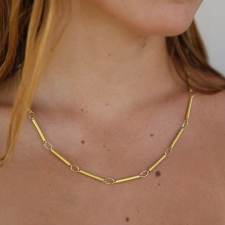 Gold Tube Link Necklace Image