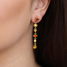 Yellow Sapphire, Fire Opal and Garnet Gold Earrings Image