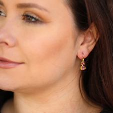 Pink and Purple Spinel Hanging Gold Earrings Image