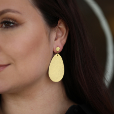 Large Gold Oval Hanging Earrings Image