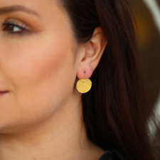 Flat 18k/22k Gold Petal and Diamond Hanging Earrings Image