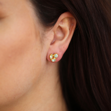 Aquamarine Cluster Gold Post Earrings Image