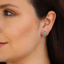 Rough Turquoise Gold Post Stud Earrings Image