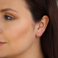 White Diamond Bubble Gold Post Earrings Image