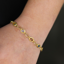 Multi colored Sapphire Gold Link Bracelet Image