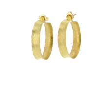 Thin 18k Gold Concave Curl Shape Hoop Earrings Image