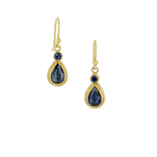 Faceted Blue Sapphire Gold Earrings Image