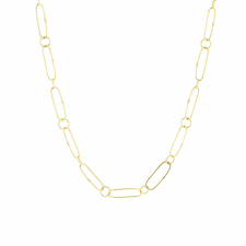 Circular and Stretched Link 18k Gold Chain Necklace Image