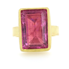 Rectangular Pink Tourmaline Gold Ring