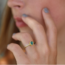 Tourmaline Sideways Teardrop Gold Ring Image