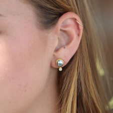 Grey Keshi Pearl Diamond Earrings Image