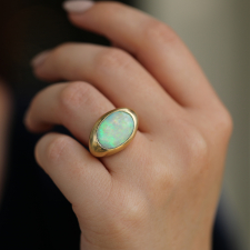 Large Gold Black Opal Ring