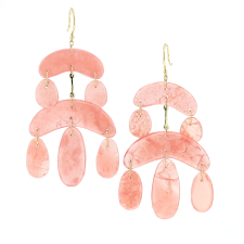 Rhodochrosite 18k Gold Mini Chandelier Earrings Image