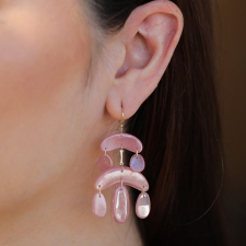 Rhodochrosite 18k Gold Mini Chandelier Earrings