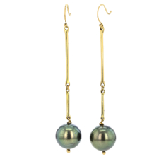 Tahitian Pearl 18k Cast Line Earrings Image