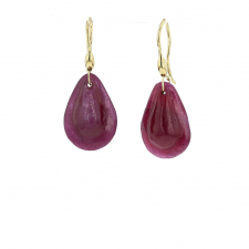 Small Teardrop Ruby 18k Gold Earrings Image