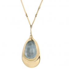 Glowing Aquamarine on Heavy Line 10k Gold Chain Necklace