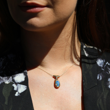 Black Opal Gold Locket Necklace Image