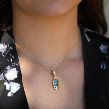 Aquamarine Locket Holder Gold Necklace