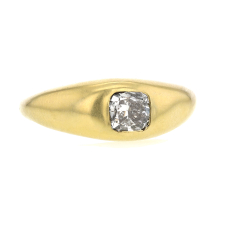 Cushion Cut Diamond 18k Yellow Gold Cigar Band Ring