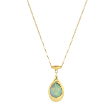 Opal Bead Pendant 18k Gold Necklace